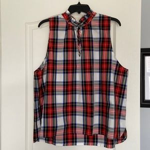 J Crew Plaid sleeveless top.